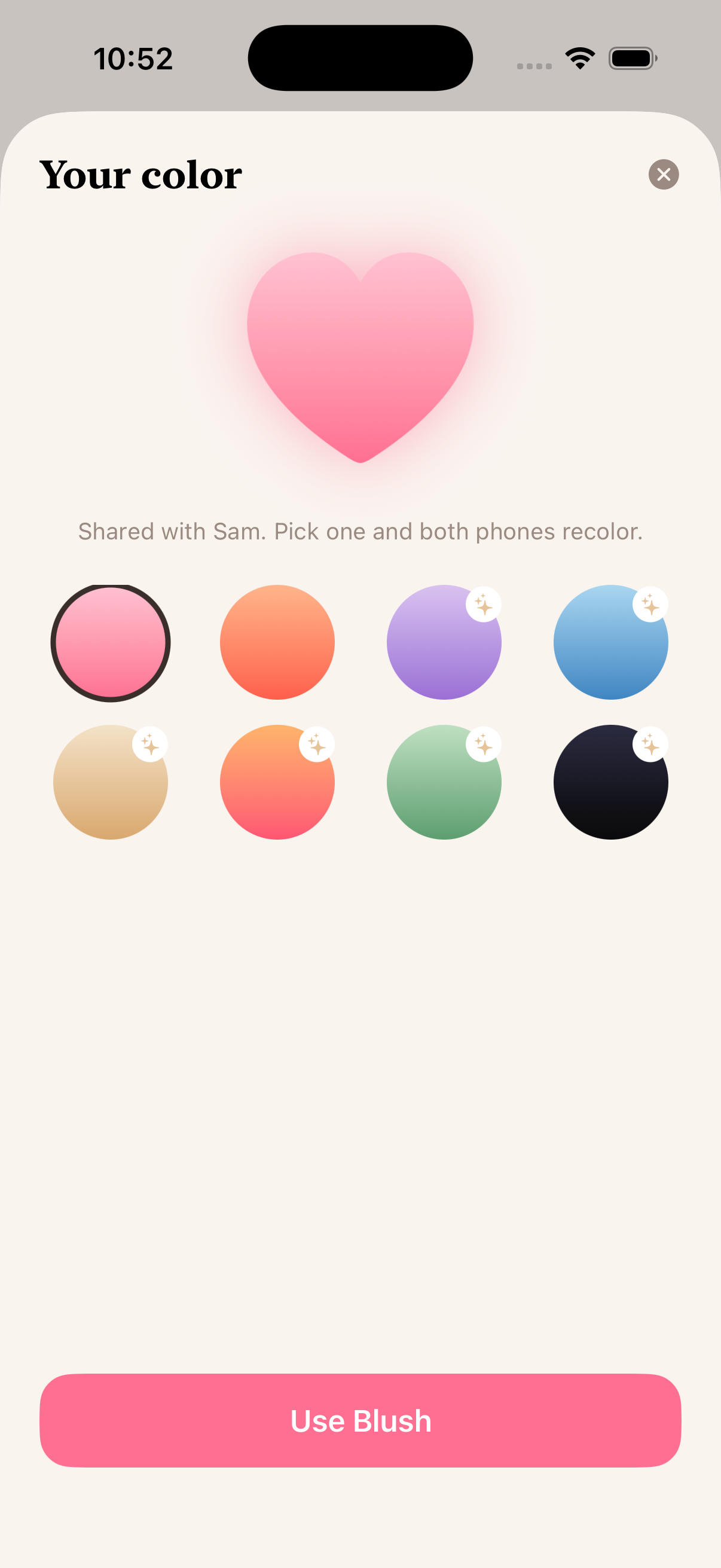 Love Taps theme picker